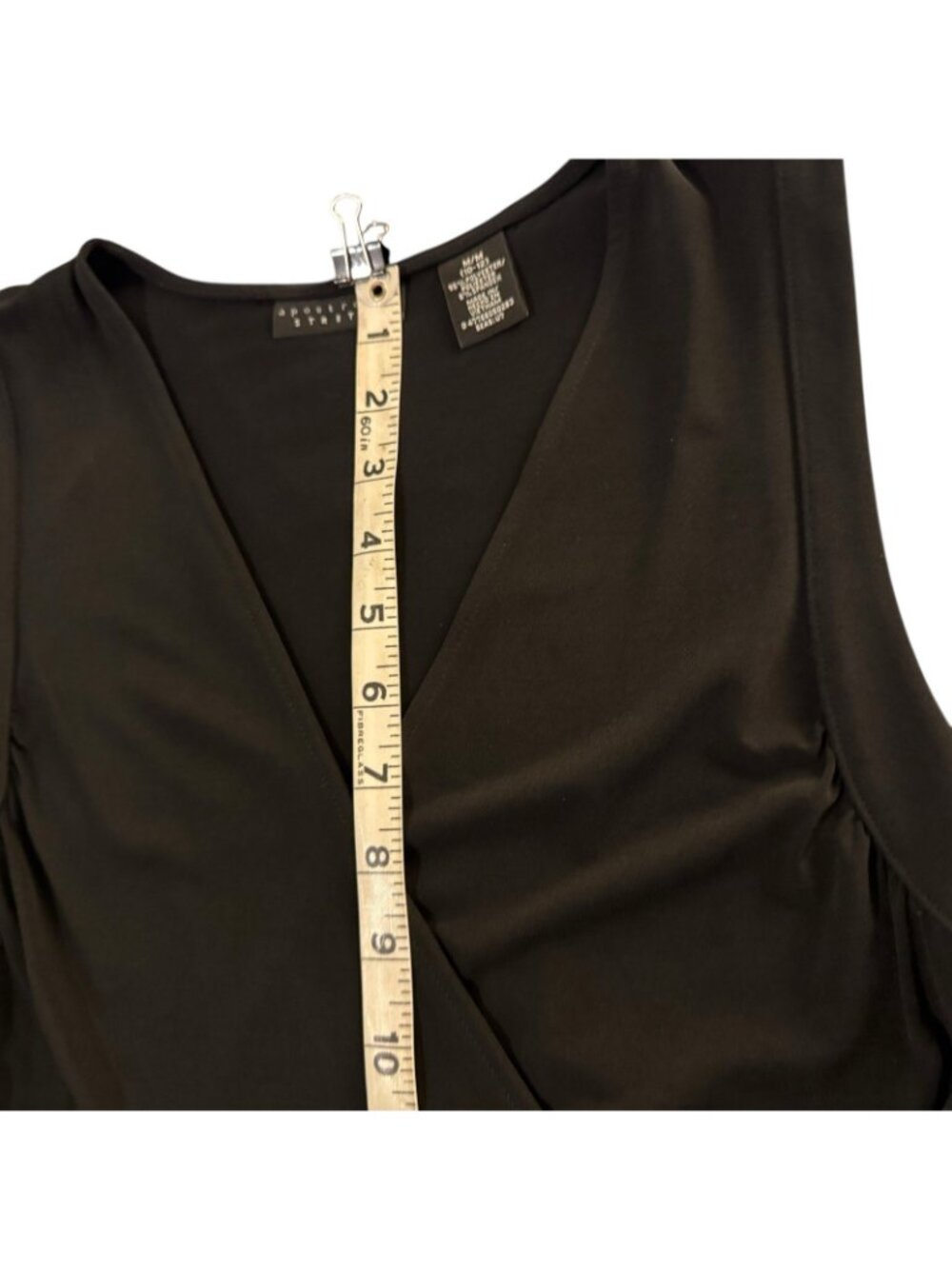 Balletcore Sleeveless Black Dress Women's M Faux Wrap Fit & Flare Minimalist - Picture 16 of 16